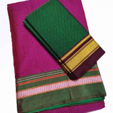 Rani khun saree with emerald green blouse pc
