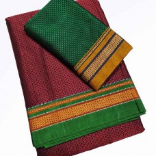 Rust khun saree with green blouse pc