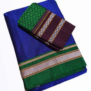 Royal blue khun saree with green blouse pc