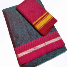 Grey traditional khun saree with rani blouse pc