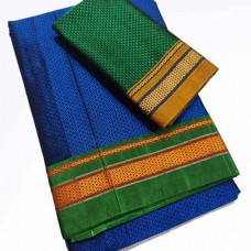 Royal blue khun saree with emerald green blouse pc