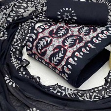 Batik dress material in bluish grey colour