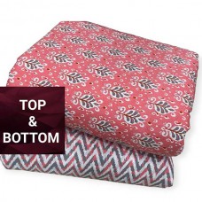Jaipur cotton material in peach & white print