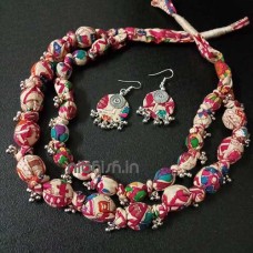 Fabric handmade jewellery in colourful Abstract print 