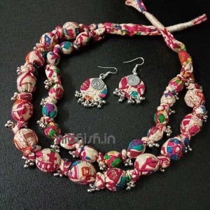 Fabric handmade jewellery in colourful Abstract print 