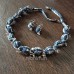 Fabric jewellery in Navy blue Abstract print