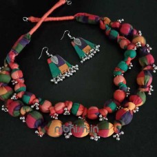  Fabric jewellery with tiny silver ghungroo beads