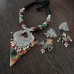 Fabric jewellery with printed tussar silk pendant