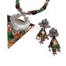 Fabric jewellery with printed tussar silk pendant
