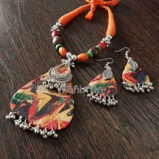  Fabric Jewellery with tussar silk pendant