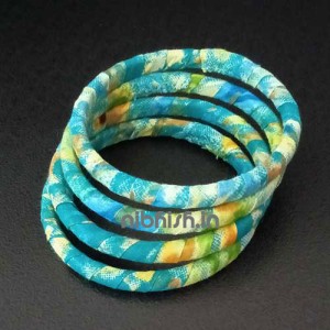 Fabric jewelry bangles in Aquamarine color