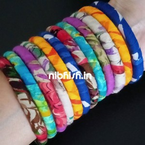 Fabric handmade bangles in multi-coloured cotton prints