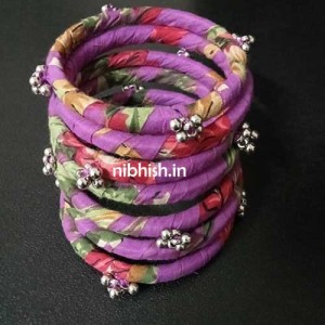 Fabric bangles in Mauve colour print