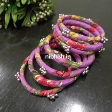 Fabric bangles in Mauve colour print