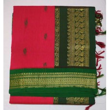 Kalyani cotton in dark pink & green