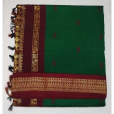 Kalyani cotton in Bottle green & Maroon