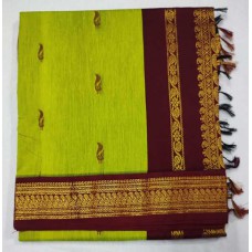 Kalyani cotton in Apple green & maroon