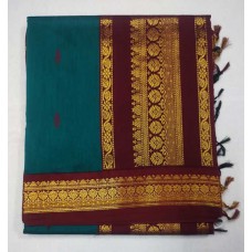 Kalyani cotton in peacock blue & maroon