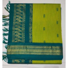 Kalyani cotton in Apple green & Turquoise