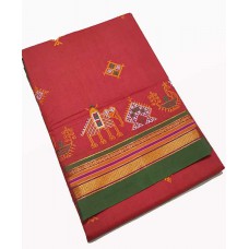 Reddish orange kasuti saree
