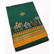 Bottle green kasuti saree
