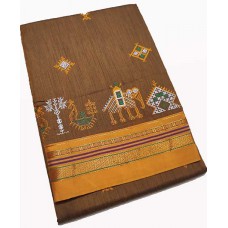 Mustard kasuti saree
