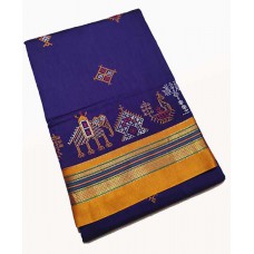 Royal blue kasuti saree