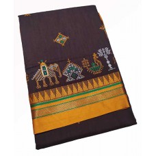 Dark brown kasuti saree