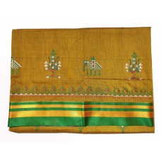 Mustard green kasuti saree