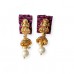 Khan fabric jewellery created from Rani pink khun fabric & temple jewellery
