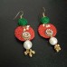 khun necklace set in orange khan fabric with Morpankh motif
