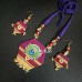khan fabric jewellery set made from Rani pink/Violet two-tone khan fabric