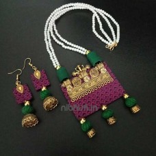 Khan cloth Jewellery with antique gold pendant