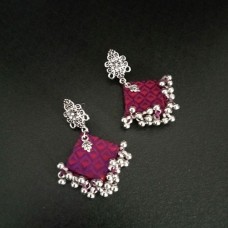 Khun Earrings in Magenta colour