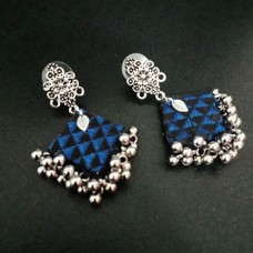 Khan Fabric Earrings in Navy blue colour