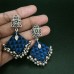 Khan Fabric Earrings in Navy blue colour