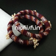 Khan fabric bangles in beautiful maroon colour border
