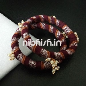 Khan fabric bangles in beautiful maroon colour border