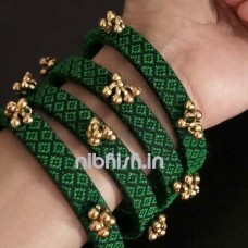 Khun fabric bangles in green colour