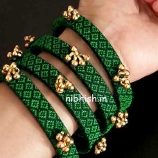 Khun fabric bangles in green colour