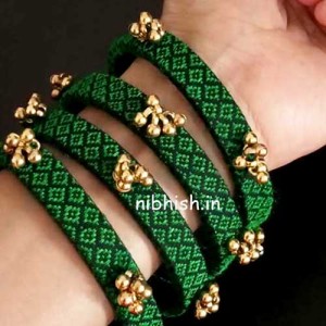 Khun fabric bangles in green colour Khun fabric bangles in green colour