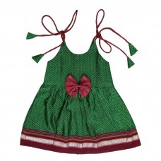 Green-maroon khan saree frock