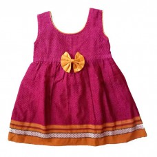 Rani khun fabric frock with mustard border