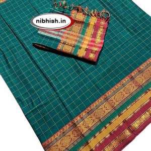 Narayan peth dress material in Peacock green colour
