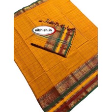 Narayanpet cotton dress material in Mango colour