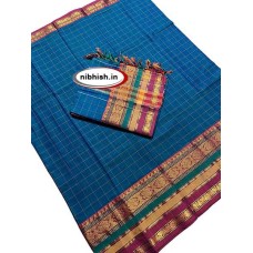 narayanpet zari border dress materials for women in blue colour