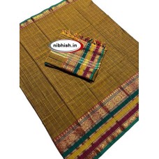 Narayanpet cotton dress material in khaki colour