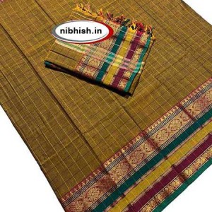 Narayanpet cotton dress material in khaki colour