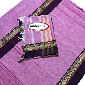 Narayanpet Elephant border dress material in  pink colour