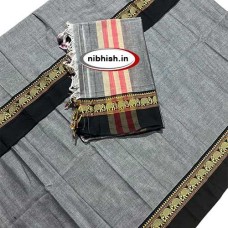 Narayanpet Elephant border Dress Material in Grey Colour